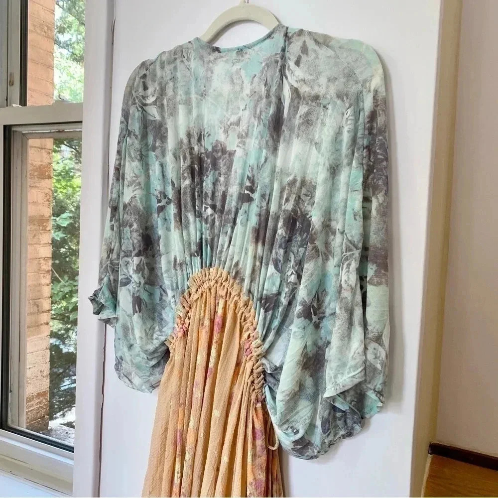 New Free People Long Sleeve Floral Boho Maxi Top XS - Picture 15 of 17